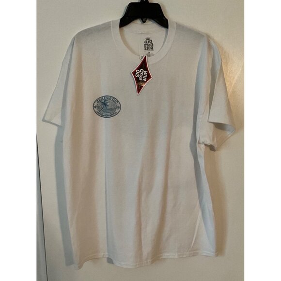 Old Guys Rule T-Shirt XL White Cotton Beach Design - Picture 2 of 3